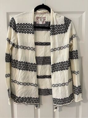 Element Women’s Cardigan Cream Black Diamond Tribal Striped Casual Size Small